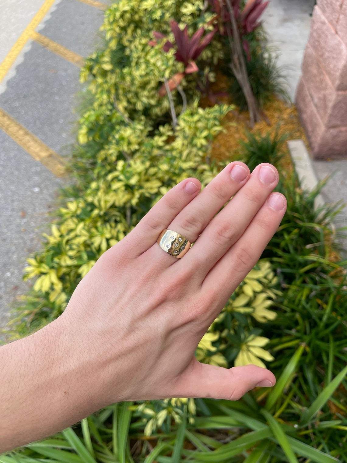 0.50tcw 14K Unisex Wide 14.5MM Diamond Band Gold