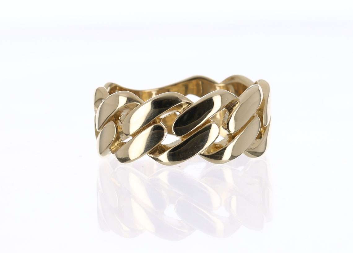 Wide Gold Cuban Link Ring Unisex