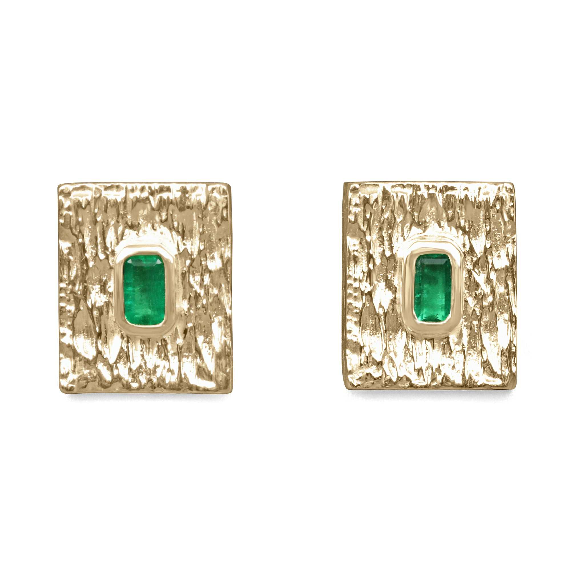 1.30tcw Colombian Emerald Men's Cuff Links 14K