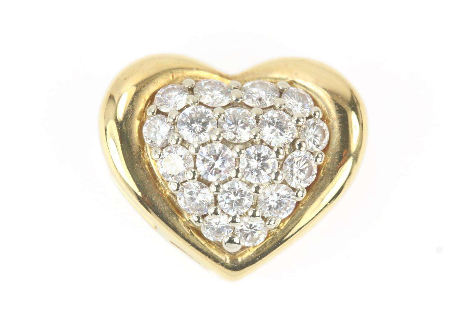 18K Pave Diamond Heart Pendant Necklace