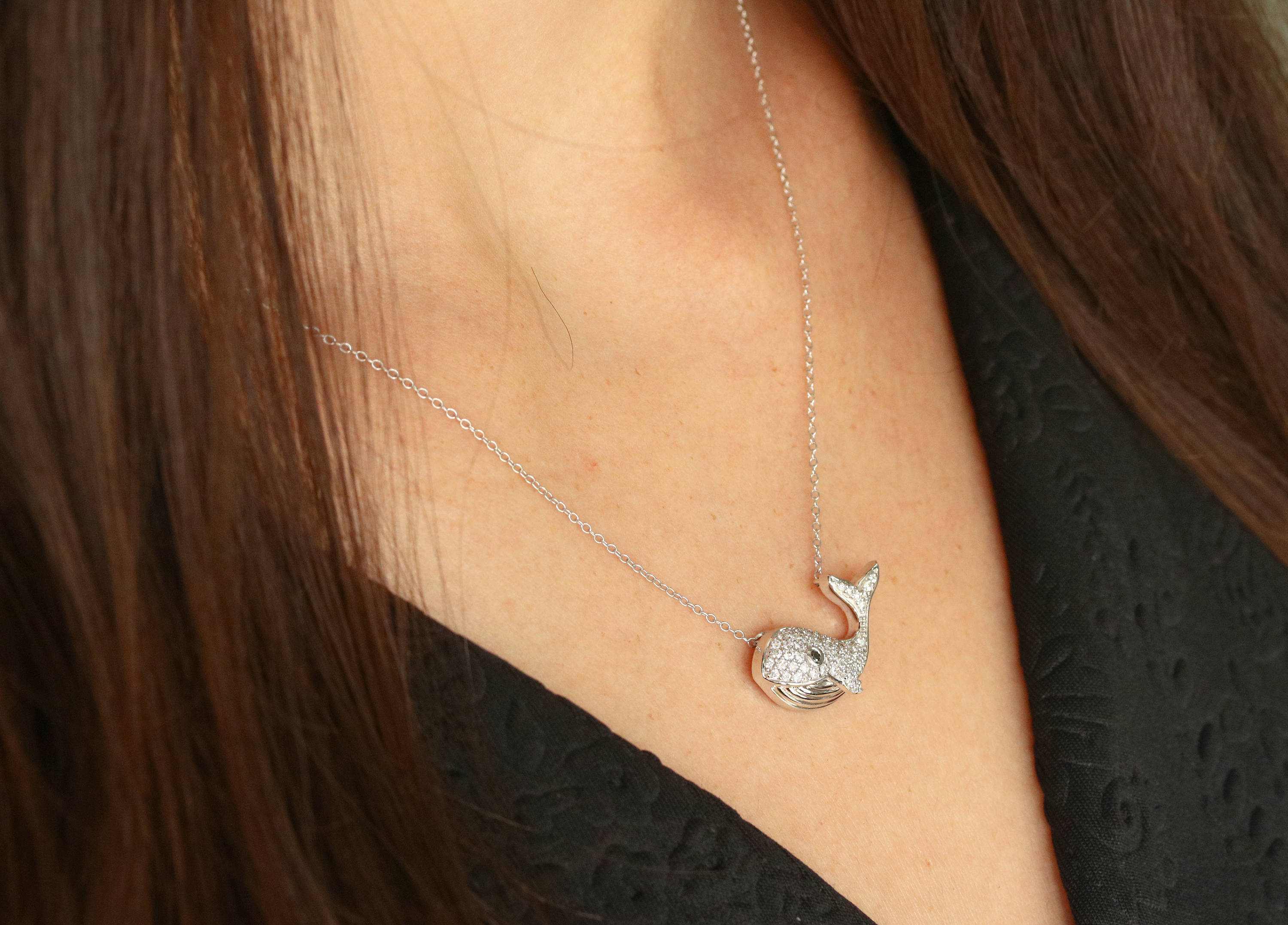 0.50tcw Nautical Diamond & Sapphire  Necklace 14K