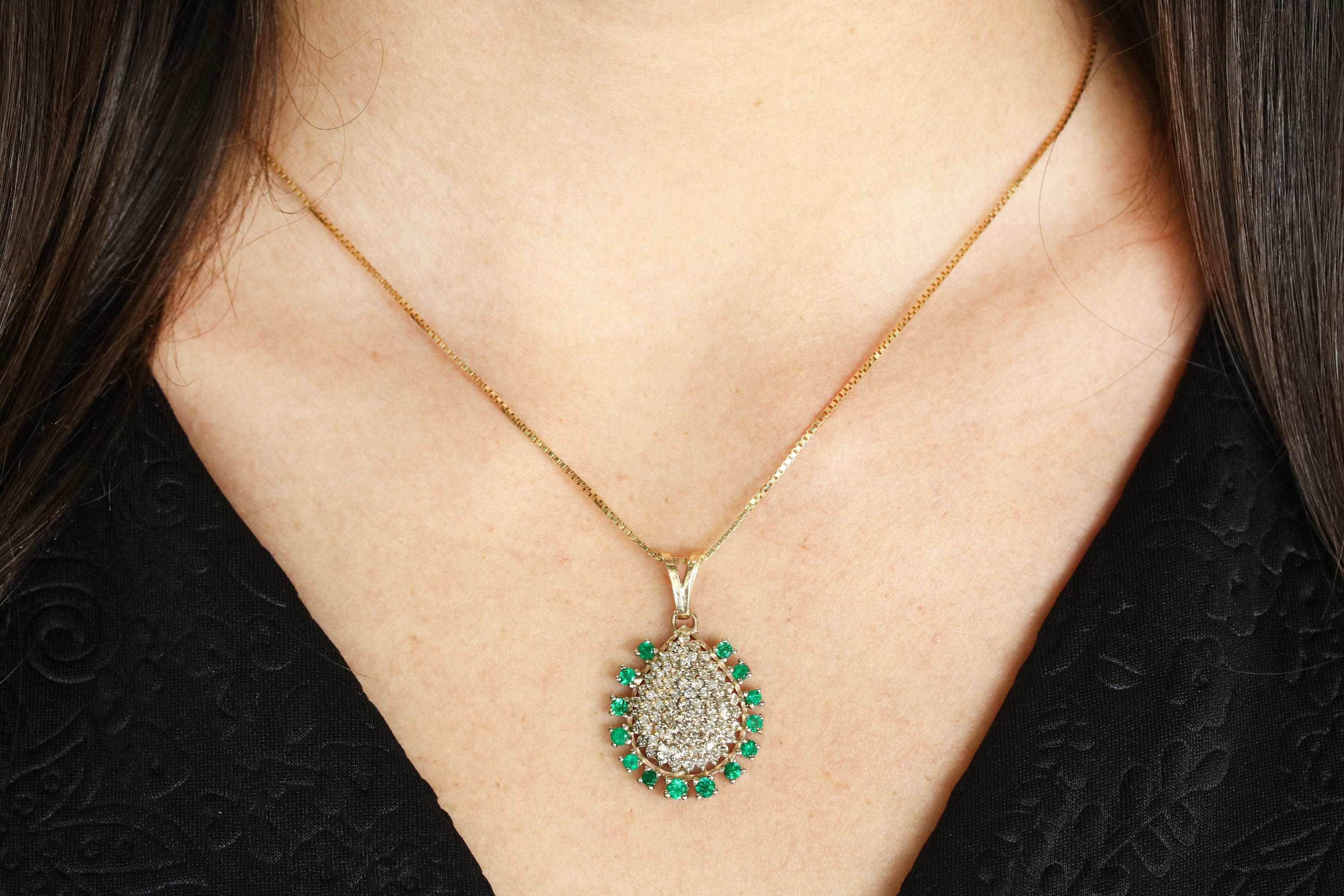 2.80tcw Colombian Emerald & Diamond Vintage Pendant Gold 14K