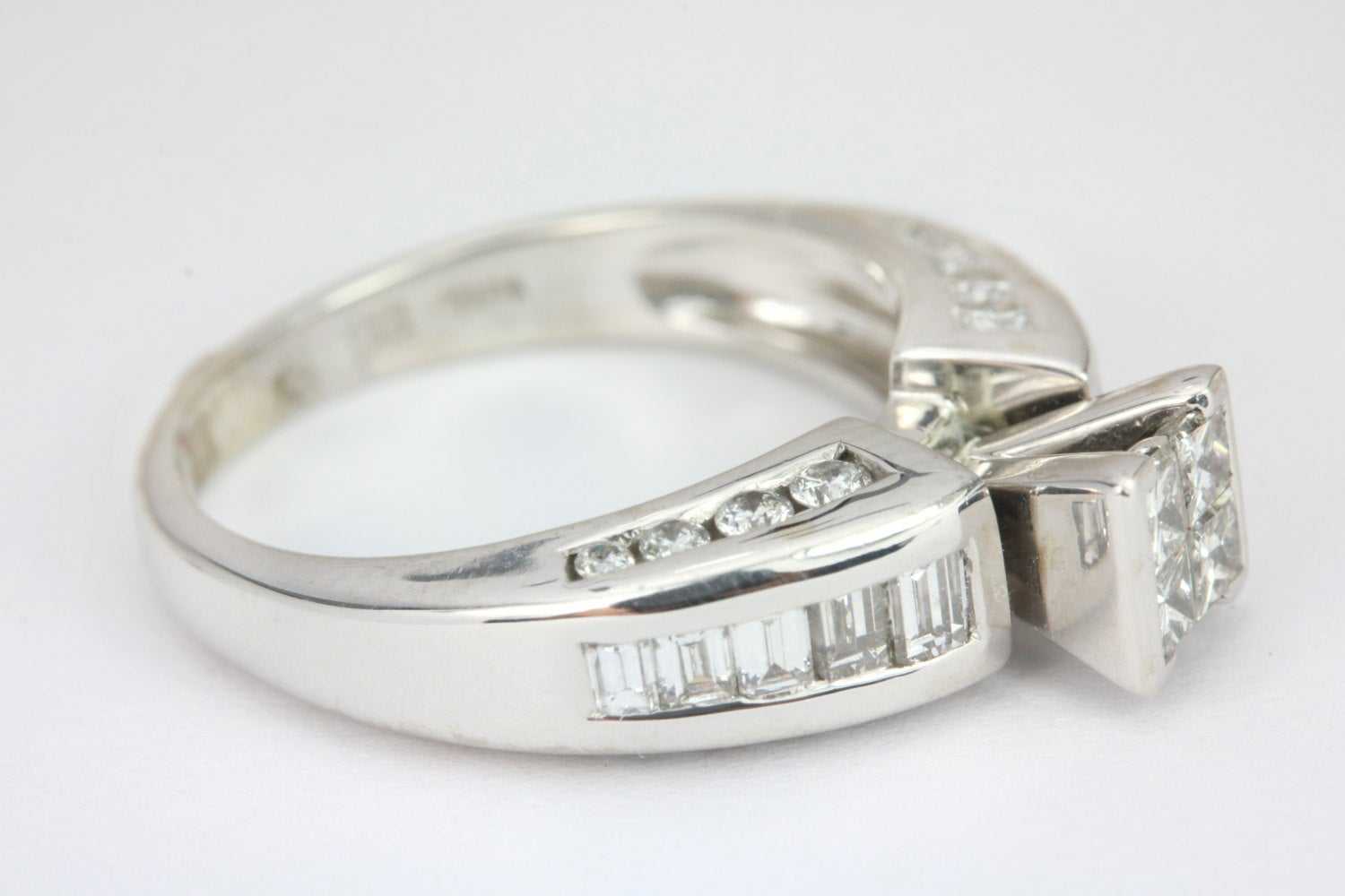 1.55tcw Natural Princess Cut Diamond Engagement Ring 14K