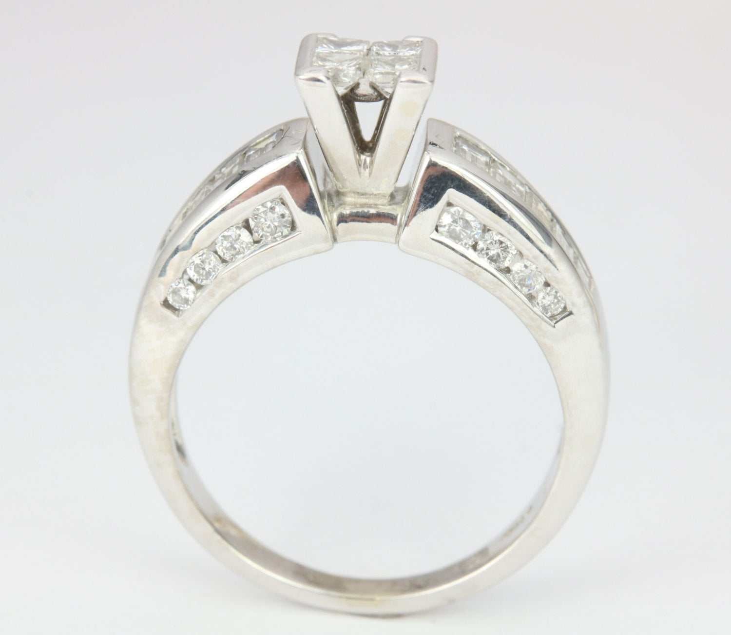 1.55tcw Natural Princess Cut Diamond Engagement Ring 14K