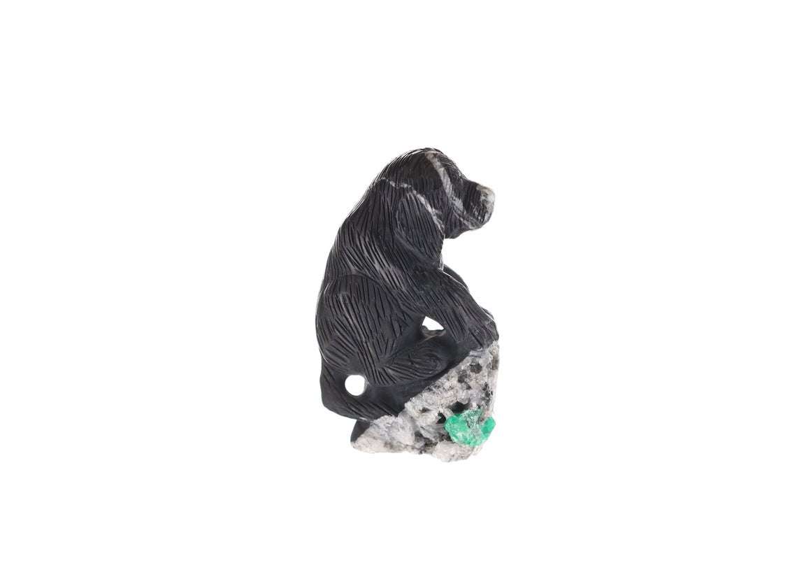 Colombian Emerald Dog Rough Crystal Sculpture