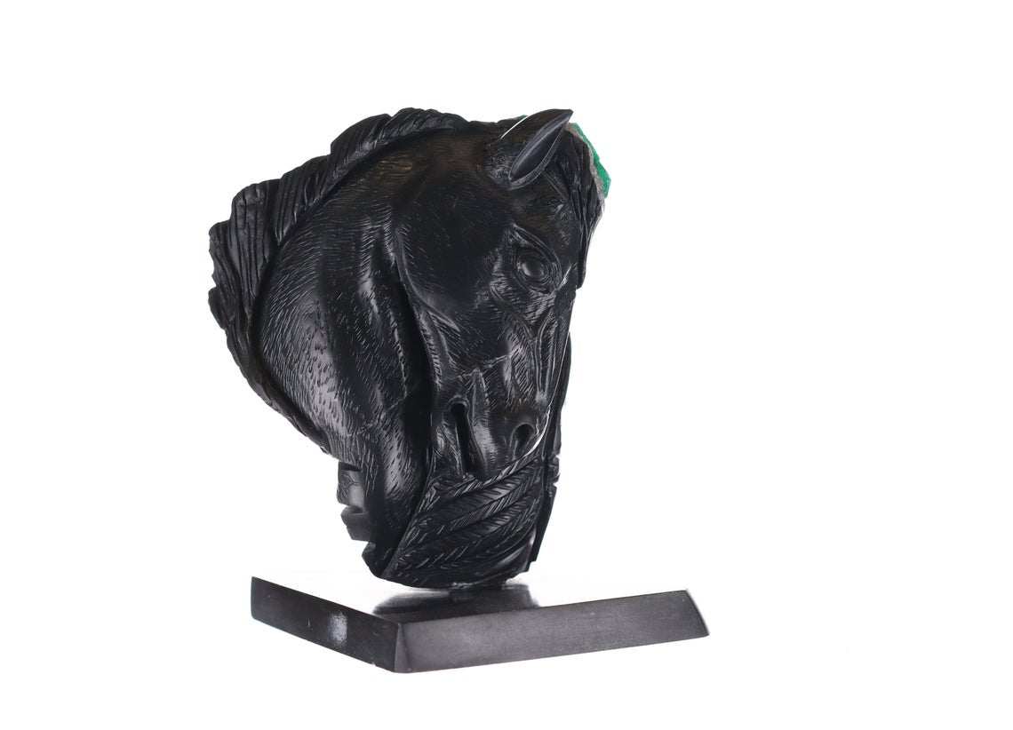 Colombian Emerald Horse & Indian Rough Crystal Sculpture