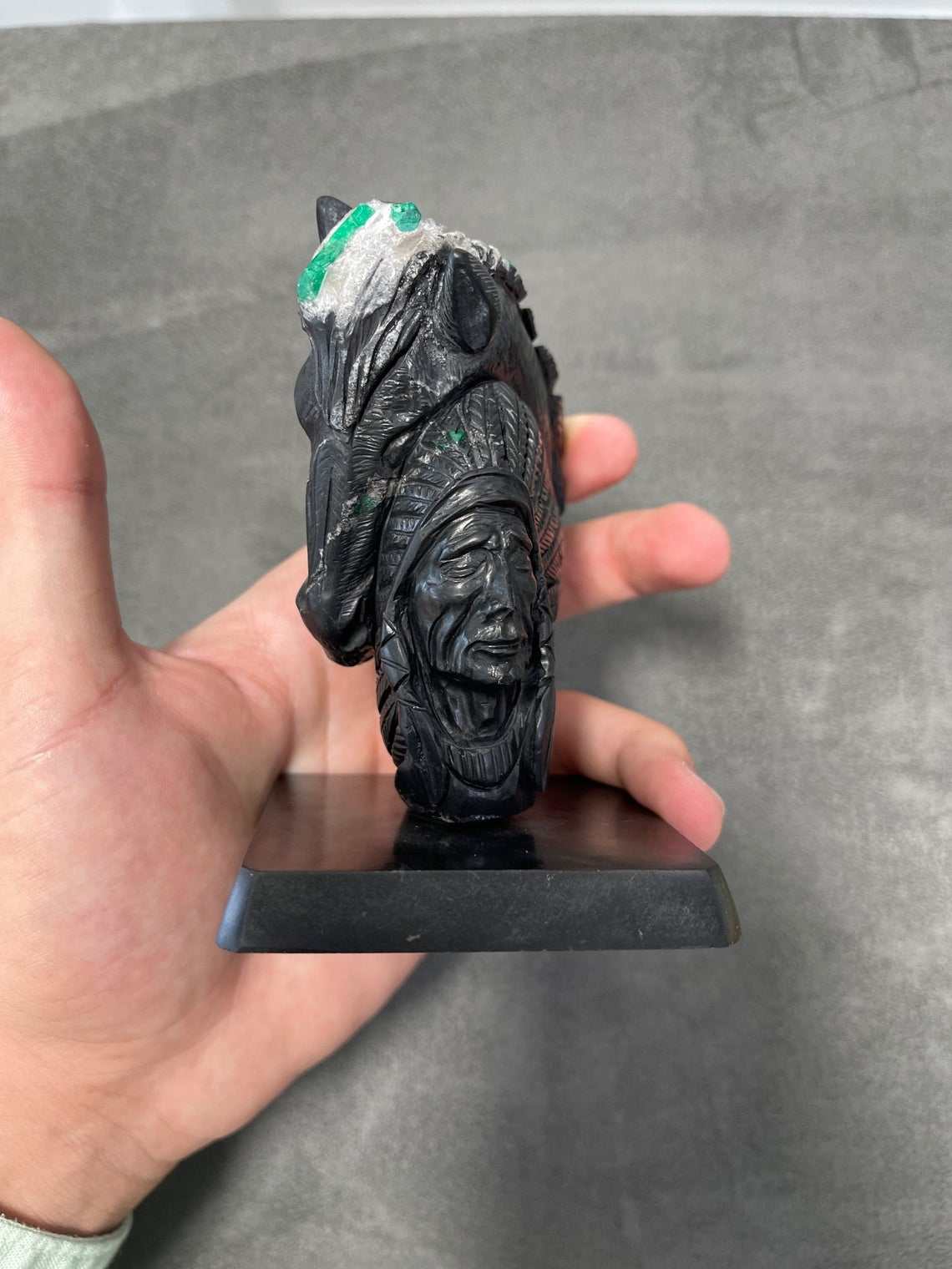 Colombian Emerald Horse & Indian Rough Crystal Sculpture