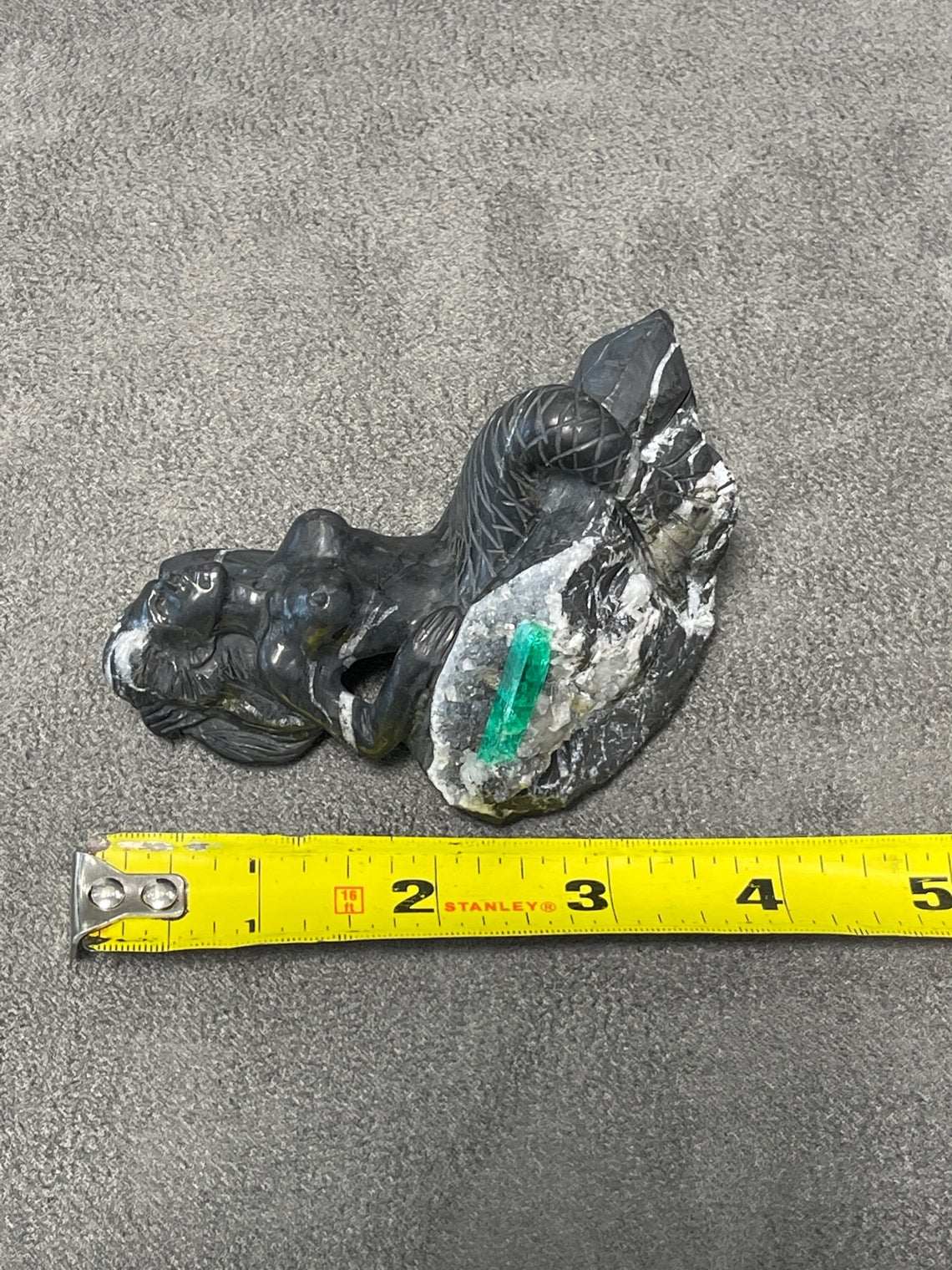 Colombian Emerald Mermaid Rough Crystal Sculpture