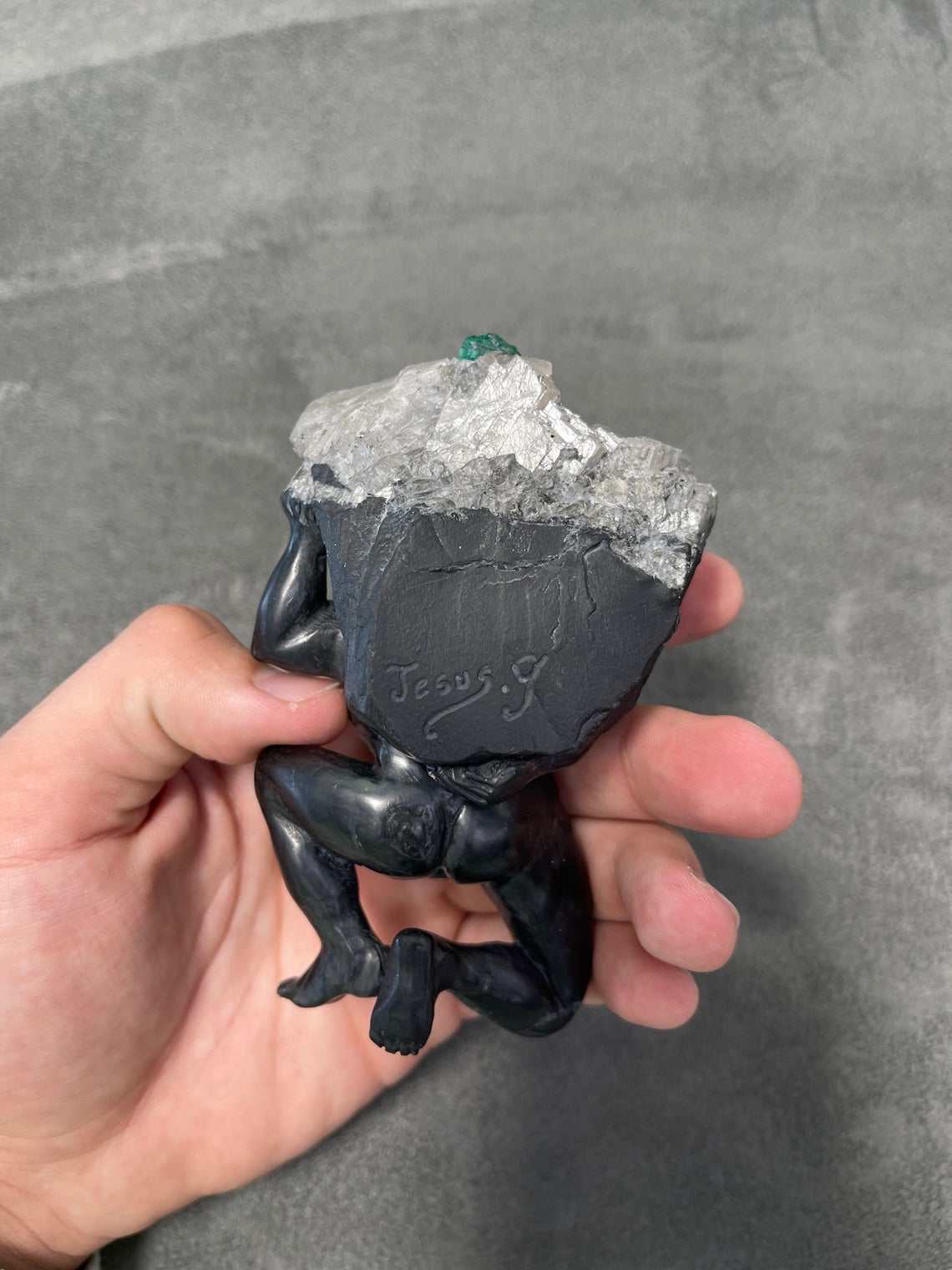 Colombian Emerald Miner Rough Crystal Sculpture