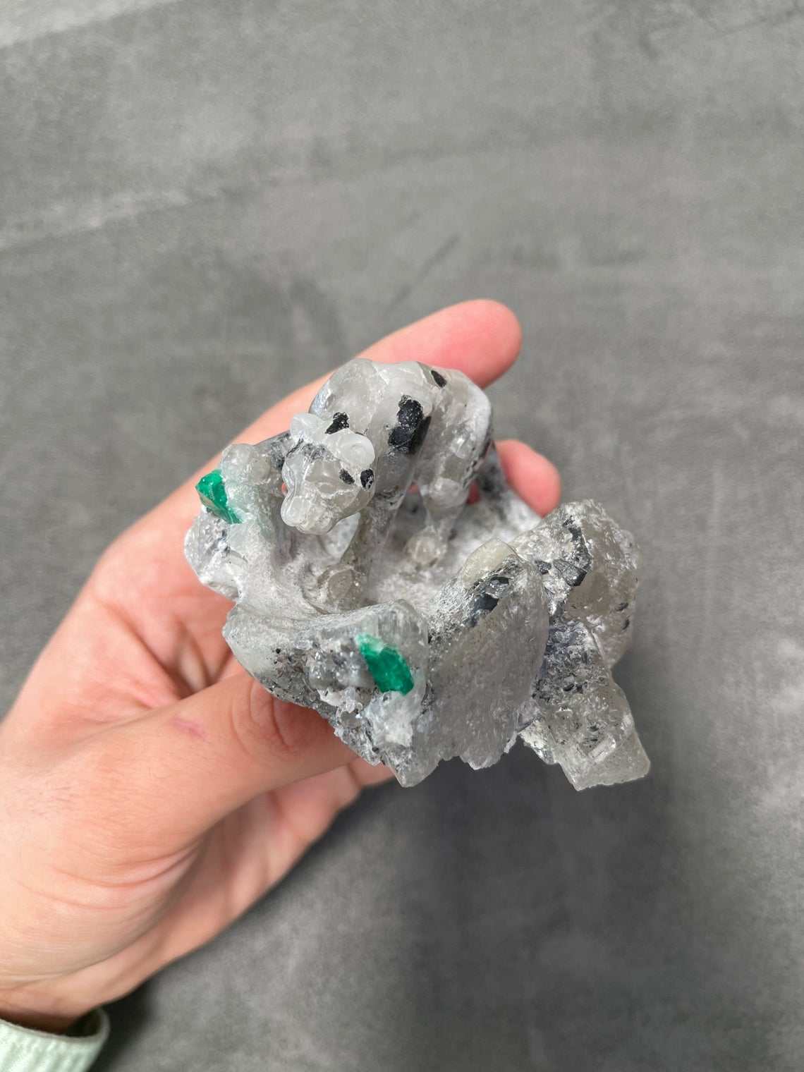 Colombian Emerald Panther Rough Crystal Sculpture