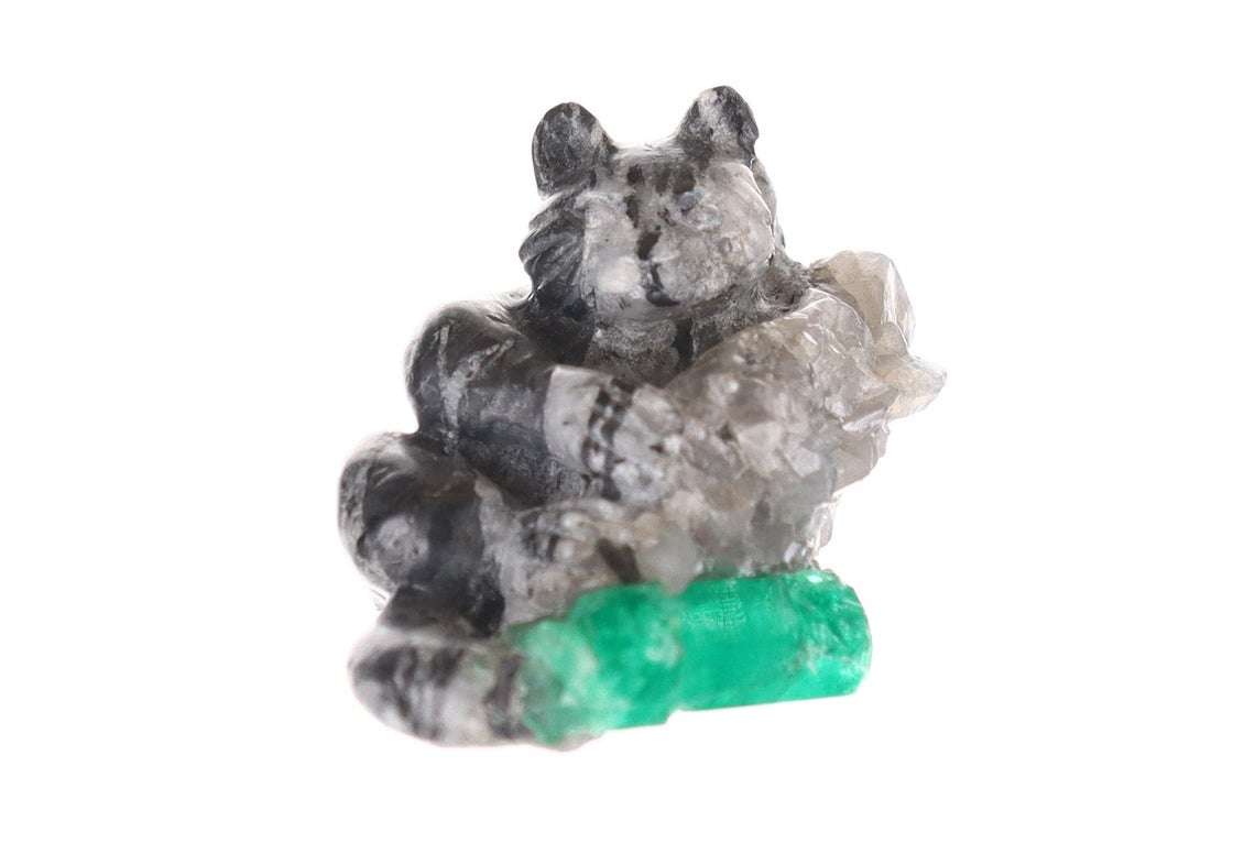 Colombian Emerald Red Panda Rough Crystal Sculpture